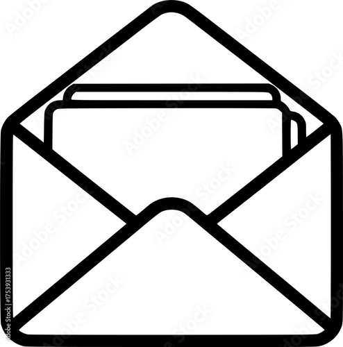 Stack of Letters Inside Open Envelope Icon For Web And Graphic Design
