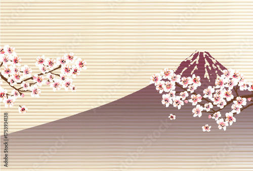 富士山　和柄　年賀状　背景	