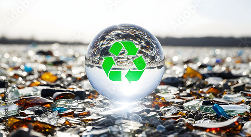 Sustainable future focusing on eco-friendly recycling of broken glass