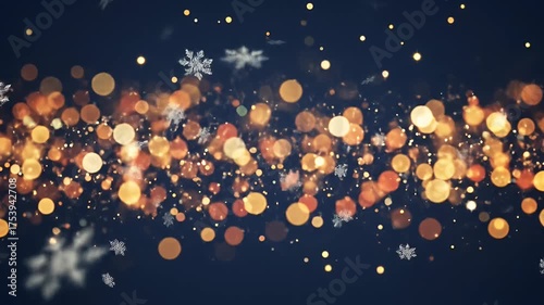 Abstract Christmas Bokeh Snowflakes Background Video