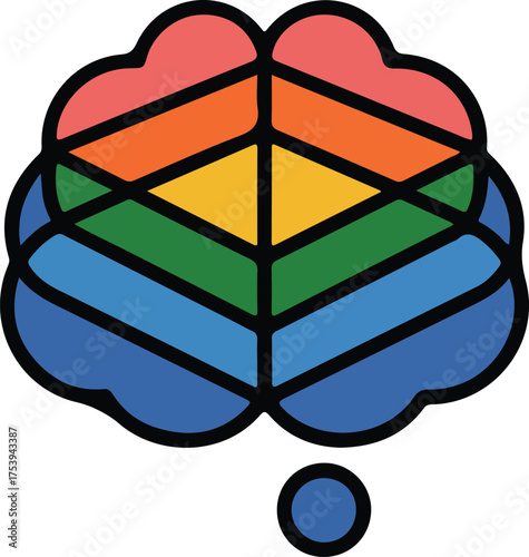 Colorful brain concept depicting thought processes innovation and creativity ideas visualisation