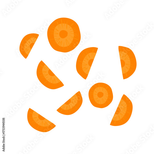 Sliced carrots vector