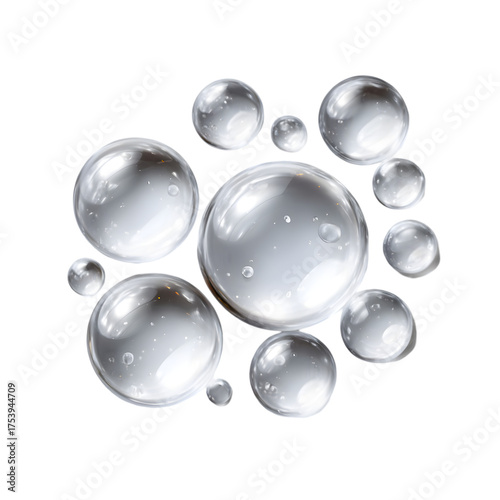 Clear Water Bubbles Floating in Transparent Background
