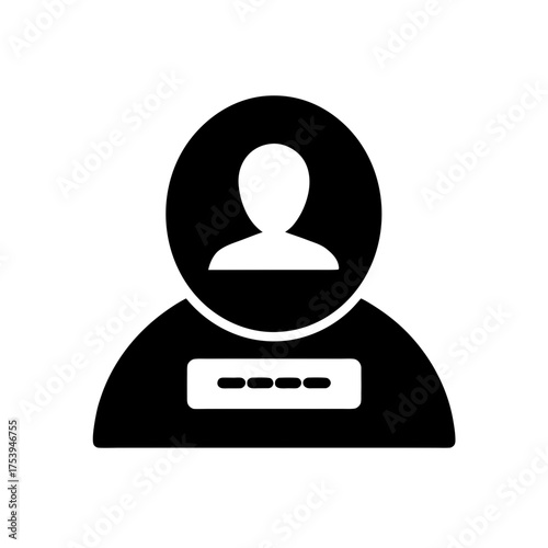 Silhouette of user with password input box on transparent background