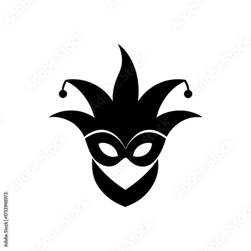 Silhouette of a venetian carnival mask art on transparent background