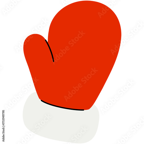 Red winter mitten glove for christmas season