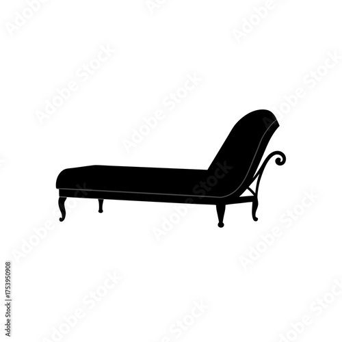 Silhouette of a chaise lounge furniture on transparent background
