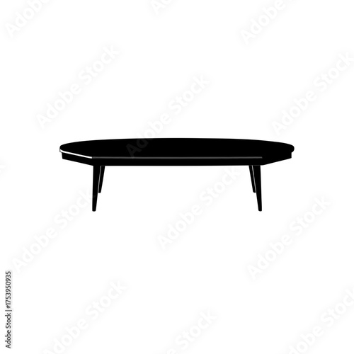 Illustration of a black coffee table item on transparent background silhouette