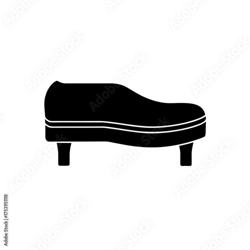 Silhouette of a chaise lounge furniture piece on transparent background
