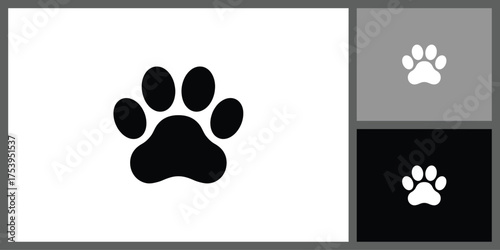 Black Animal Paw Print Silhouette Icon for Pet and Wildlife