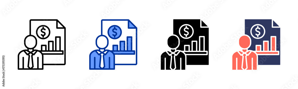 Obraz premium Accountant icon sheet multiple style collection