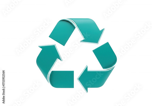 Teal arrows recycling symbol isolated on a transparent background
