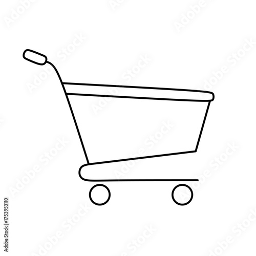 Simple Outline Icon of a Shopping Cart on a Transparent PNG Background