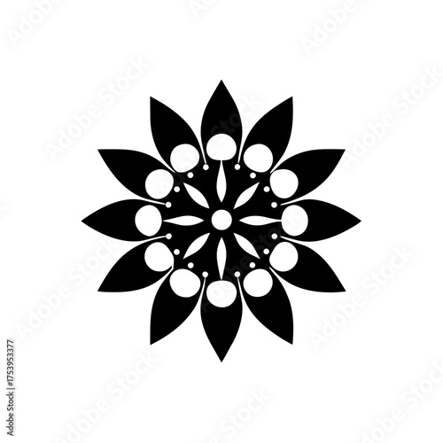Floral design with petals and circles art on transparent background silhouette