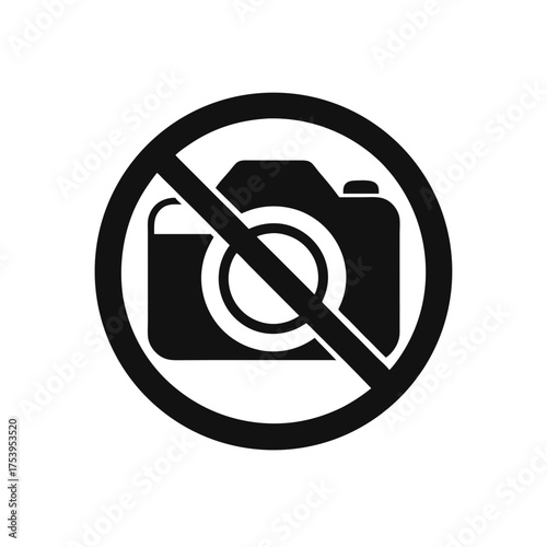 No photography sign with a camera icon ban on transparent background silhouette