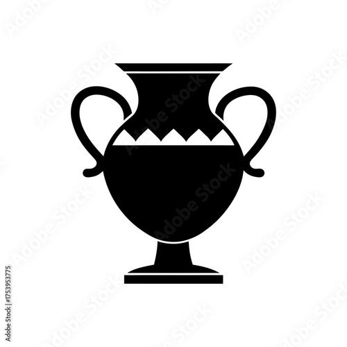 Black amphora with handles illustration on transparent background silhouette