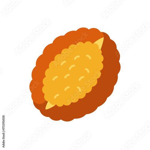 A lychee fruit cut open showing the seed on transparent background