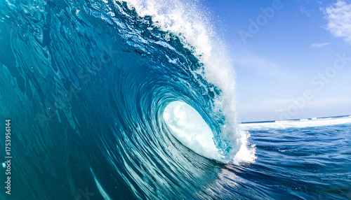 Oceanic Majesty: A colossal wave crests, its turquoise form a testament to the raw, untamed power and beauty of the open ocean. The scene evokes a sense of awe. 