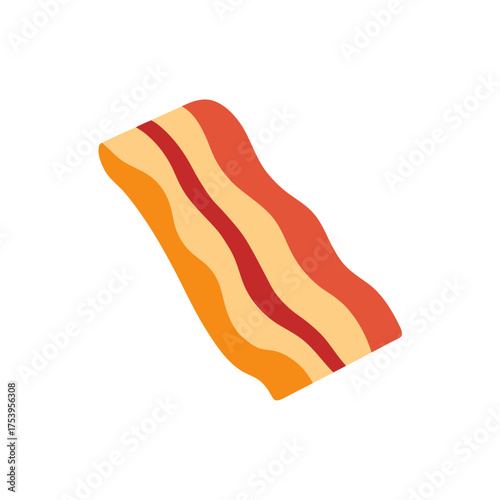 Illustration of a slice of cooked bacon on transparent background