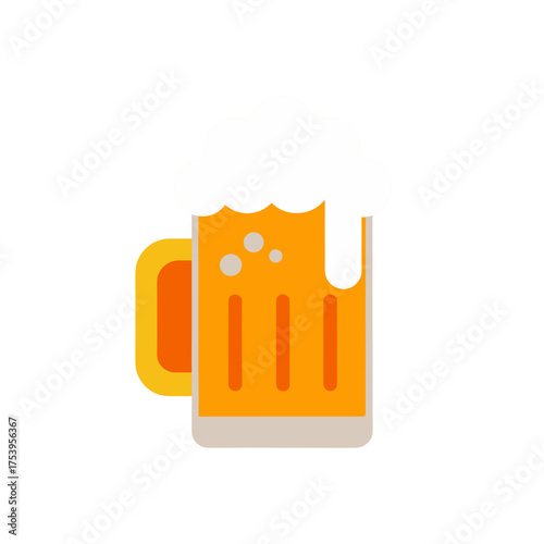 Illustration of a beer mug with white foam on transparent background