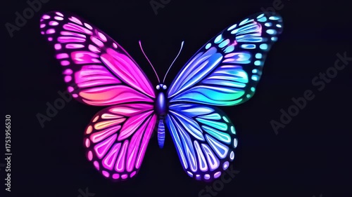 Vibrant, multicolored butterfly on a black background