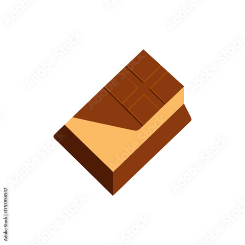 Isometric chocolate bar with peanut butter on transparent background