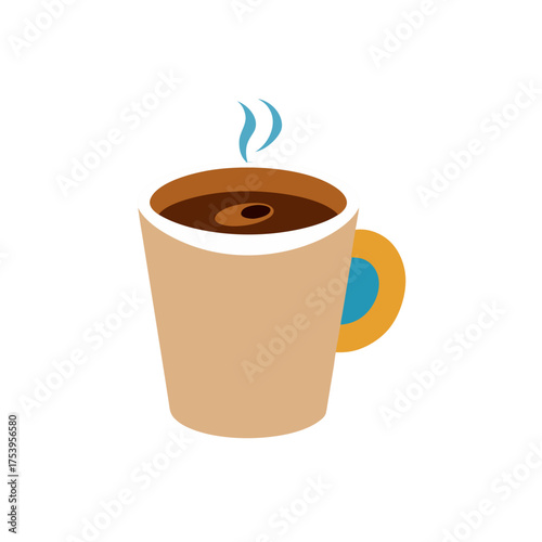 Illustration of a steaming cup of coffee on transparent background