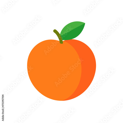 Illustration of a single ripe peach fruit on transparent background