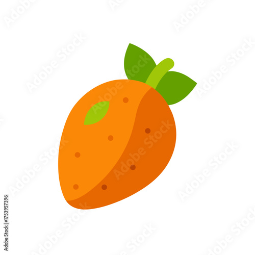 Illustration of a cartoon orange fruit icon on transparent background