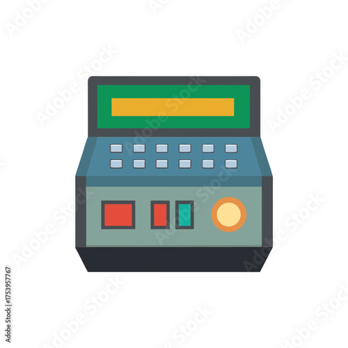 Illustration of a colorful synthesizer box on transparent background