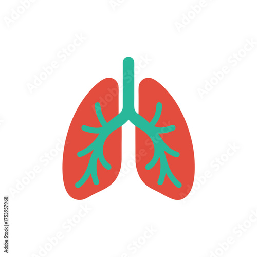 Illustration of human lungs in bright colors on transparent background