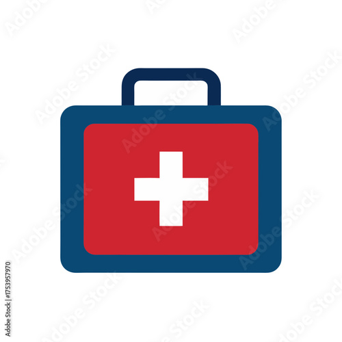 Illustration of a red first aid kit icon on transparent background