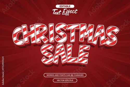 Christmas sale editable text effect with 3d cartoon text style