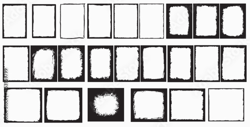 Vector grunge overlay. Hand drawn abstract frame set. Ink brush strokes mess. Design for poster, invitation, gift card, coupon, book cover. Banner halftone overlay.
