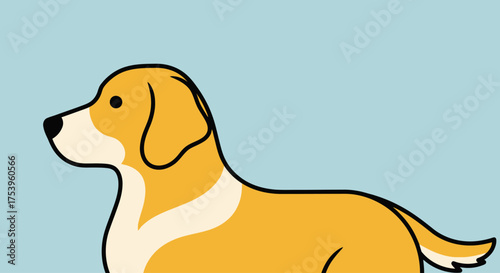 Adorable Golden Retriever Illustration with Clean Lines and Modern Design for Pet-Related Graphics and Educational Resources