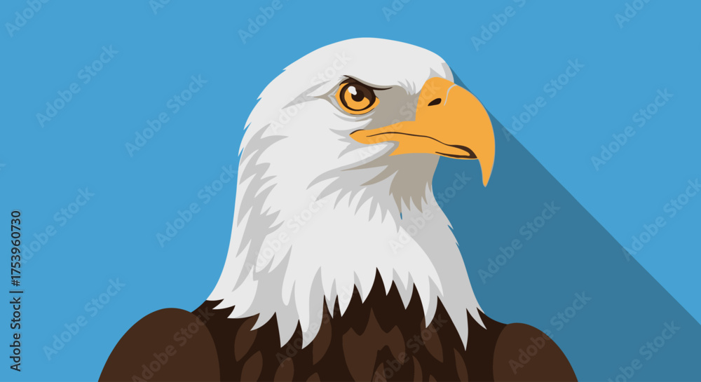 Obraz premium Majestic Bald Eagle Head Illustration with Bold Design, Perfect for Patriotic Themes and Symbolic Representations, Ideal for Educational Resources