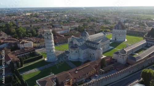 Pisa, Italy - September 05, 2025: the majestic architecture of Pisa’s historical Square of Miracles at sunset