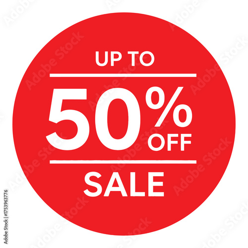 Up to 50 percent off sale discount sticker isolated on white background silhouette