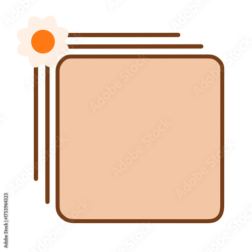 Cute Brown Square Frame Corner Flower Minimalist Background Copy Space