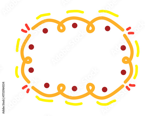 Colorful Wavy Curvy Line Frame Border Red Dots Playful Design