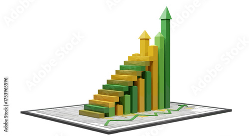 Growth Chart Staircase Business Success and Progress Illustration