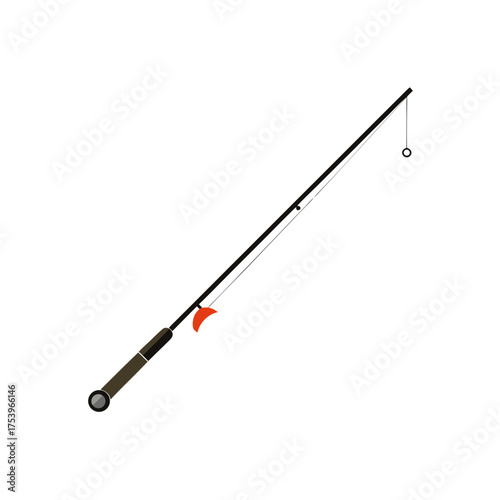 Illustration of a fishing rod with a bobber on transparent background