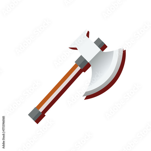 Illustration of a cartoon style battle axe on transparent background