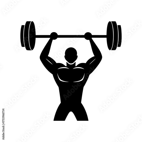 Powerlifter Silhouette Holding Barbell Above Head Motivational Aura Abstract Background Strong Energy Lines