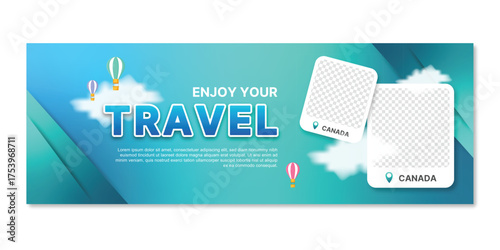 Travel and tour social media post or web banner template