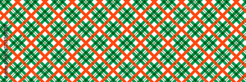 Red, green and white check gingham background. Christmas seamless pattern. New year tartan texture for wrapping paper, present decoration, fabric, textile swatch. Vichy plaid check backdrop. Vector 