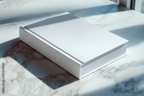 Plain White Book on Marble Surface