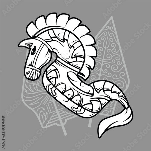 Jaran Kepang Kuda Lumping Traditional Indonesia Javanese Culture Dance Bamboo Horse Equipment Outline  Silhouette