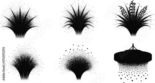 Wallpaper Mural Abstract burst and spray silhouette illustrations with organic dot patterns—perfect for conceptual art, botanical design, and decorative graphic projects Torontodigital.ca