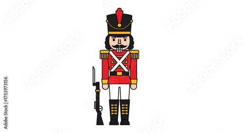 Classic Christmas nutcracker soldier in red uniform illustration.